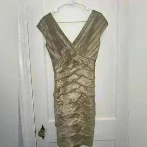 Adrianna Papell Tiered Gold Dress